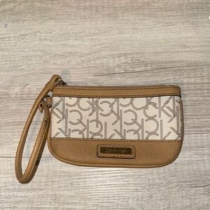 Calvin Klein Beige Wristlet Bag